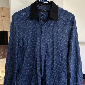 GIVENCHY Paris Blue White Polka Dots Button Cotton Down Dress Shirt 15 3/4 40 M